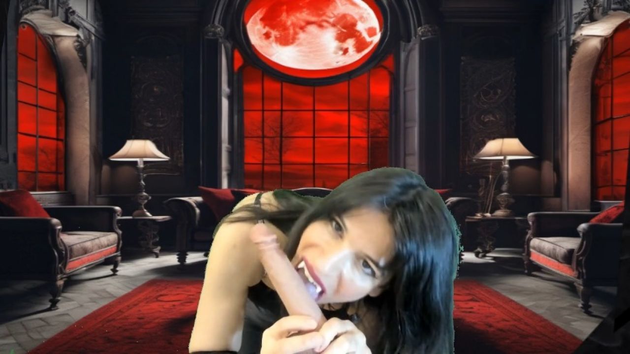 Vampire goddess drains your cock with her pointed teeth