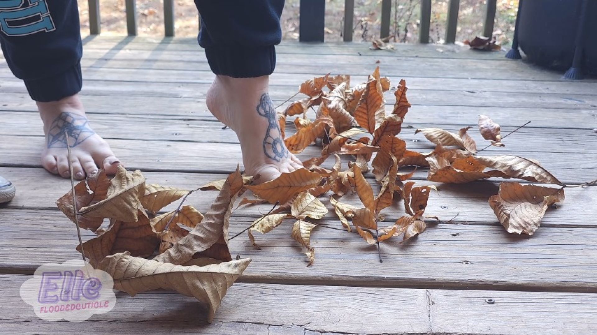 Crunching around in the Fall leaves with my dirty Feet