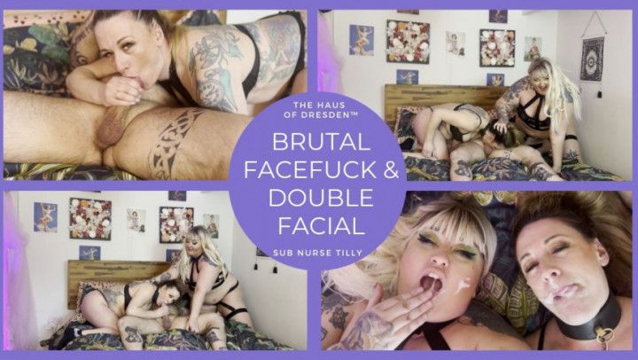 Rough Facefuck &amp; Double Facial From Bear Husband &amp; BBW Wife