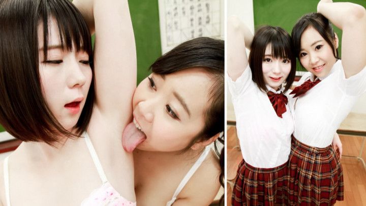 School Uniform: Mio &amp; Karin Armpit Licking Encounter