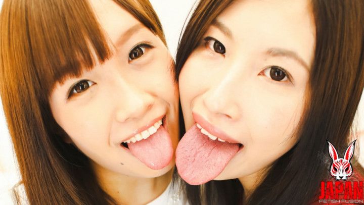 Intense Lesbian Kiss with Intertwined Saliva Yua and Ai