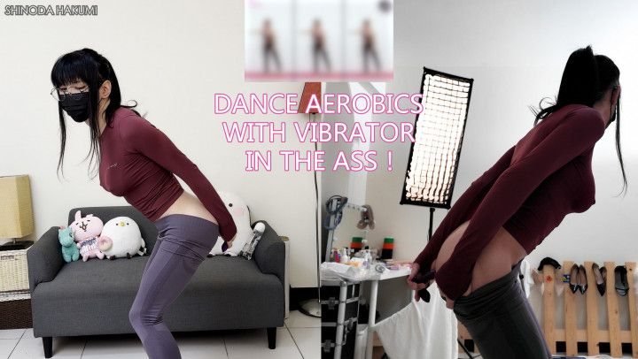 The vibrator inserted into anal and exercised in yoga pants