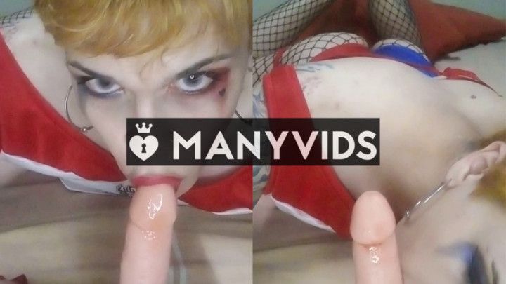 CLIP - Femboy Harley Quinn blowing you POV style
