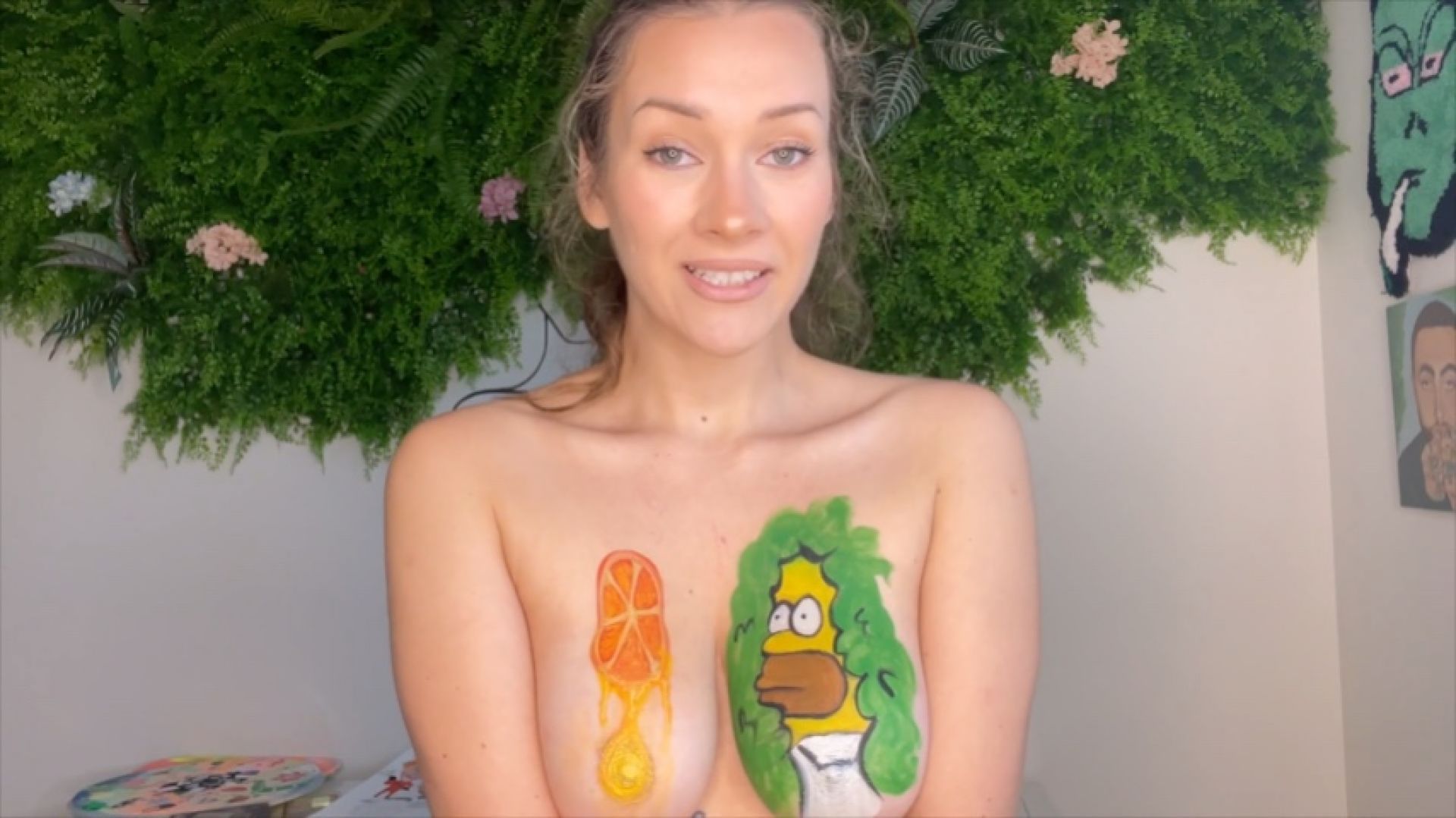 I paint Homer Simpson on my boobs