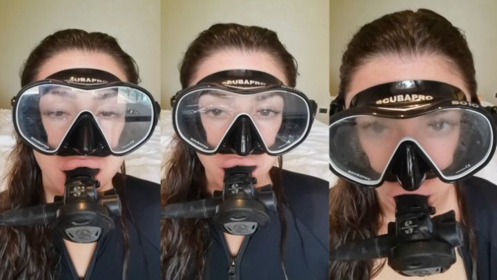 Scuba Diver Masturbation Breathing w. Regulator Mask