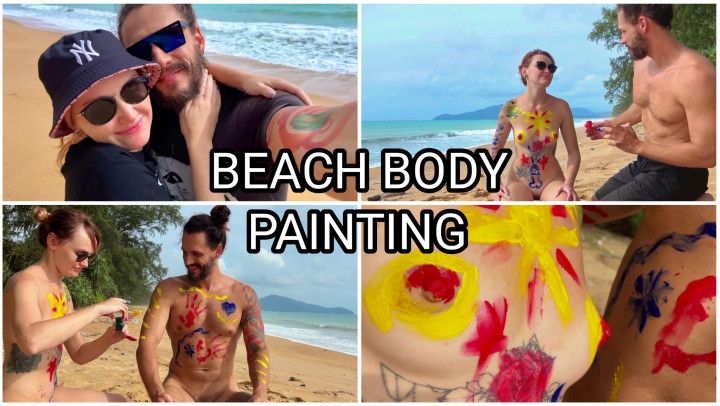 NAKED BODY PAINTING ON PUBLIC BEACH