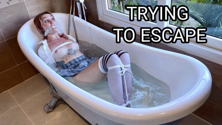 BONDAGE SCHOOLGIRL, BOUND TICKLING AND ESCAPE FROM BATHTUB