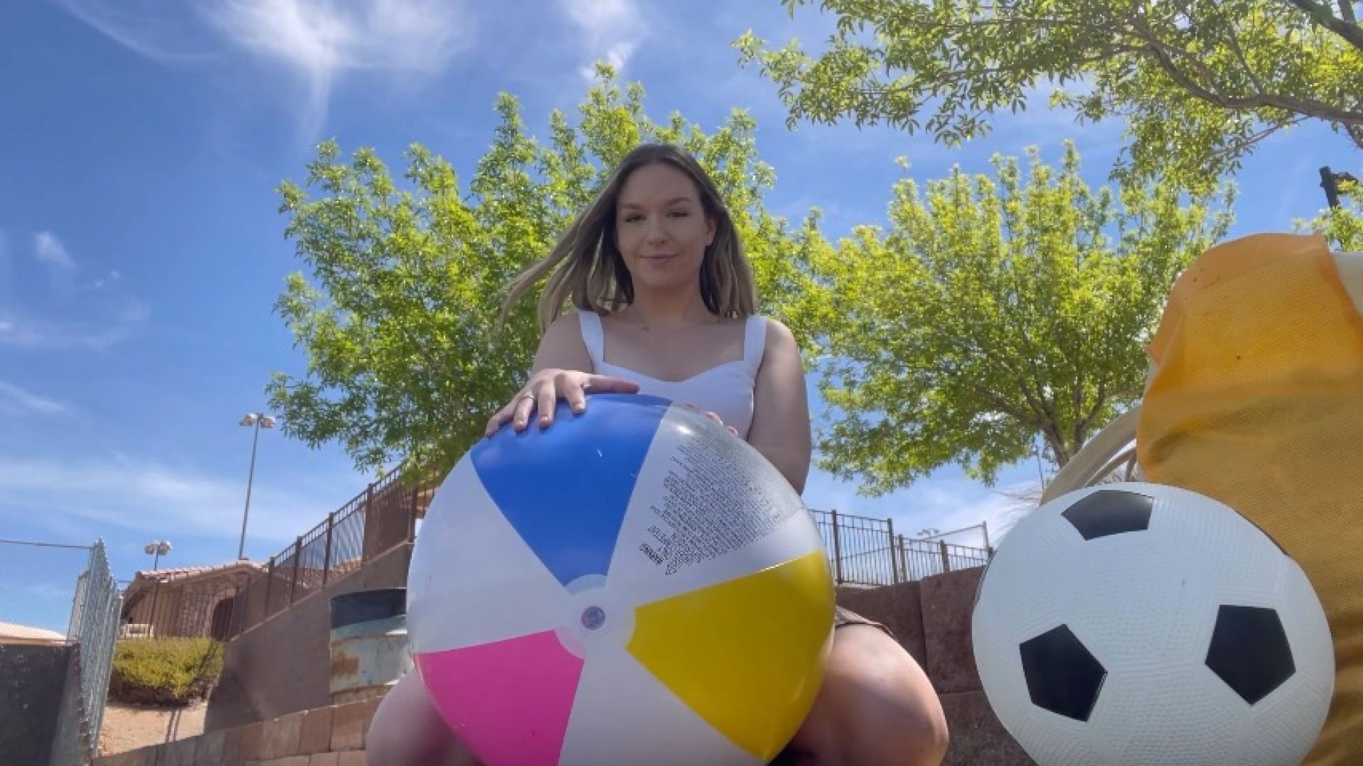 HARD Bouncing on beachball in public SIT POP