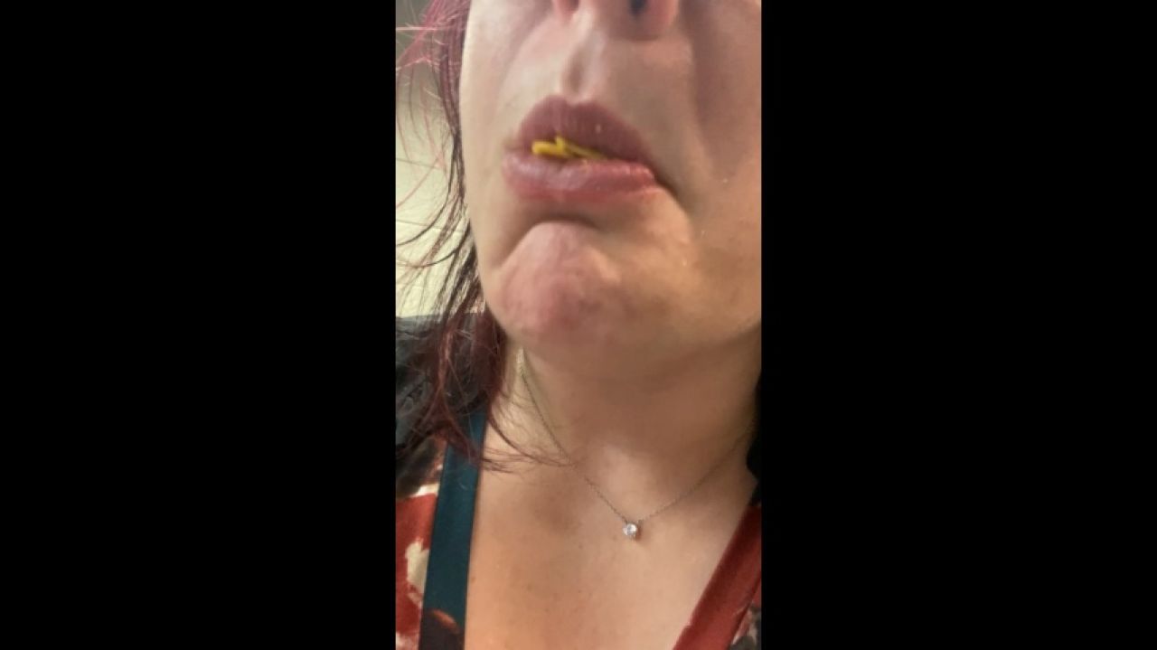 Bbw eating crunchy chips and up close with burping