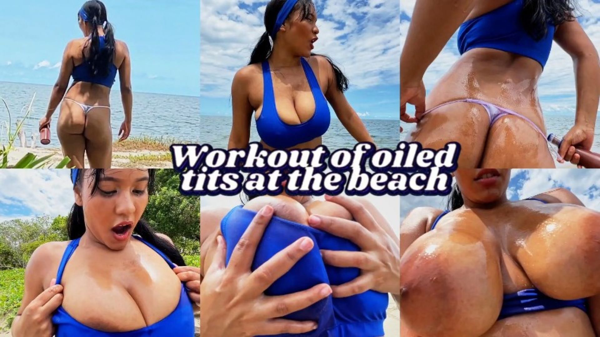 WORKOUT OF OILED TITS AT THE BEACH