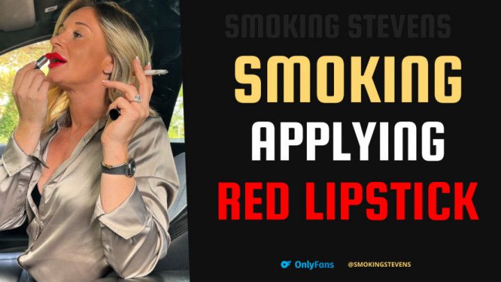 Smoking Applying Red Lipstick In The Car