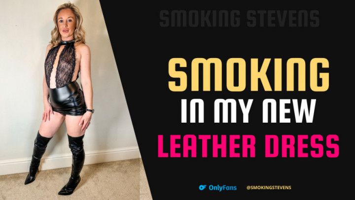 Luxury MILF Smoking In Her New Leather &amp; Lace Mini Dress