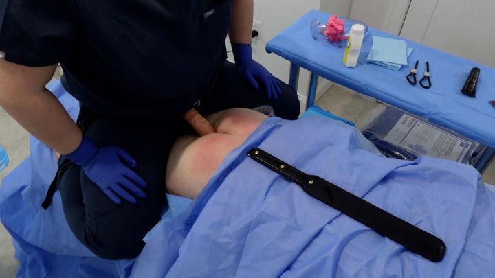 Doctor Jess performs surgical medfet pegging on OR table