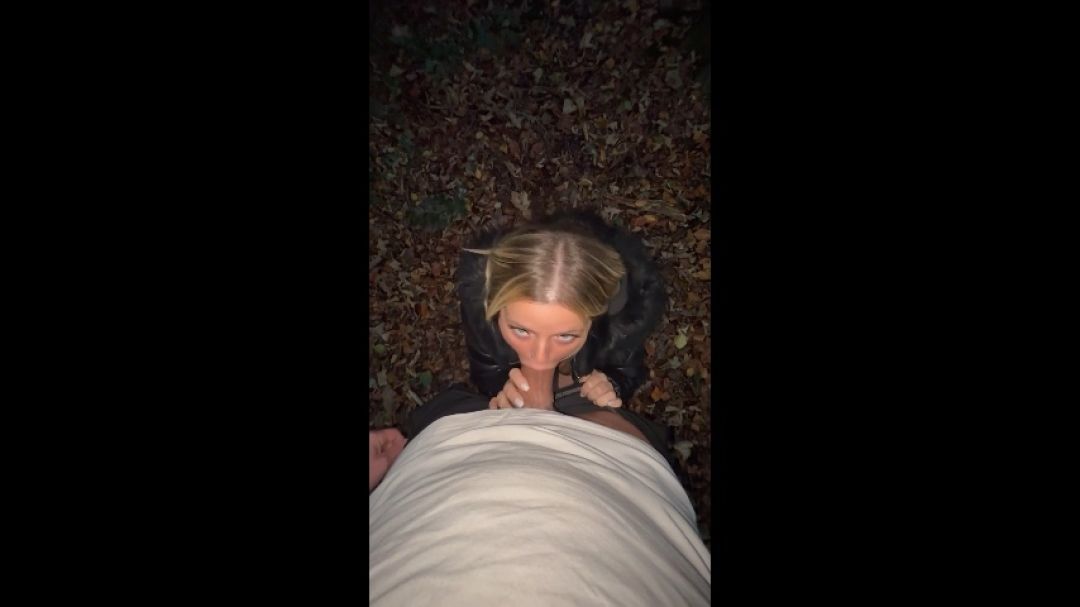 Risky blowjob in the woods