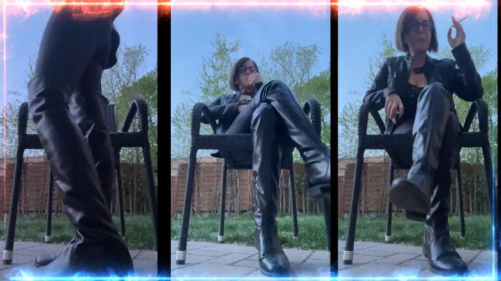 SMOKING IN LEATHER BOOTS