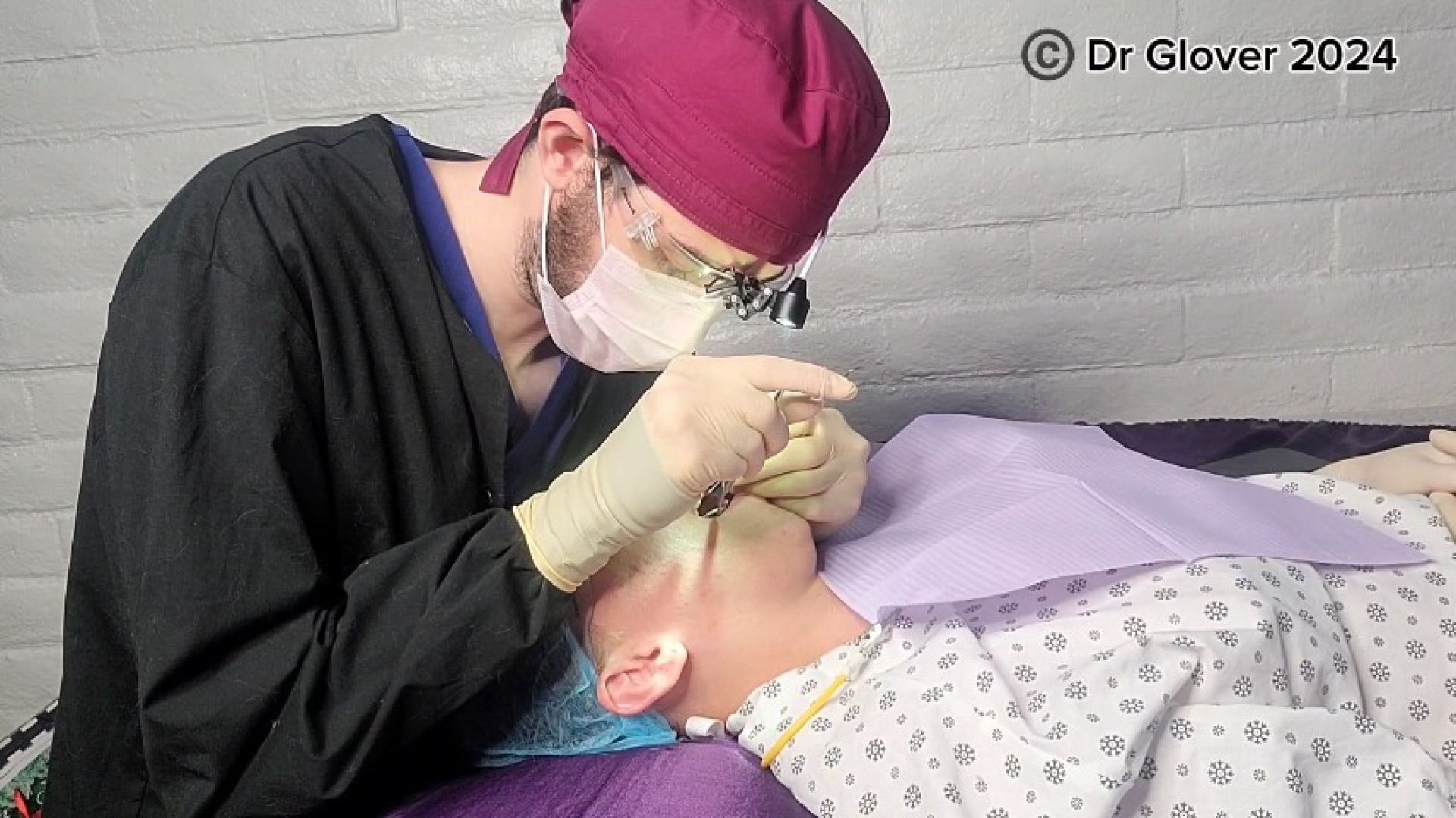 Real Dental Exam with Gloved Patient