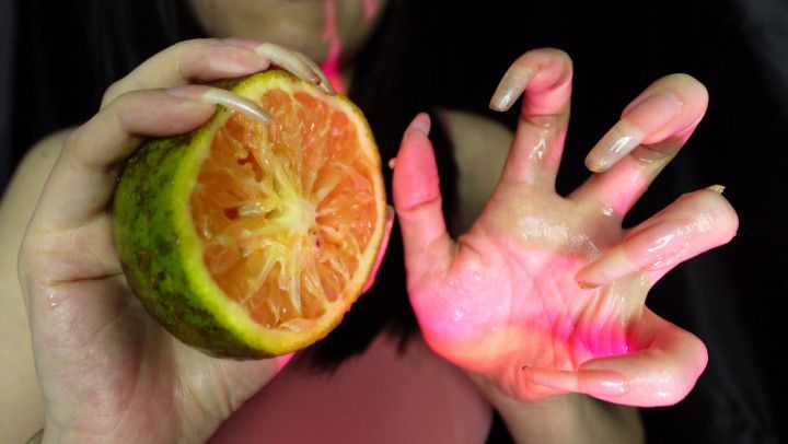 LONG NATURAL NAILS DESTROY ORANGE