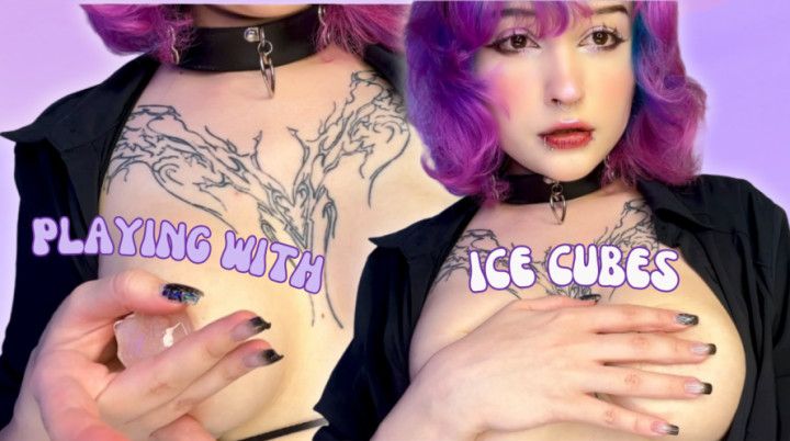 goth girl playing with ice