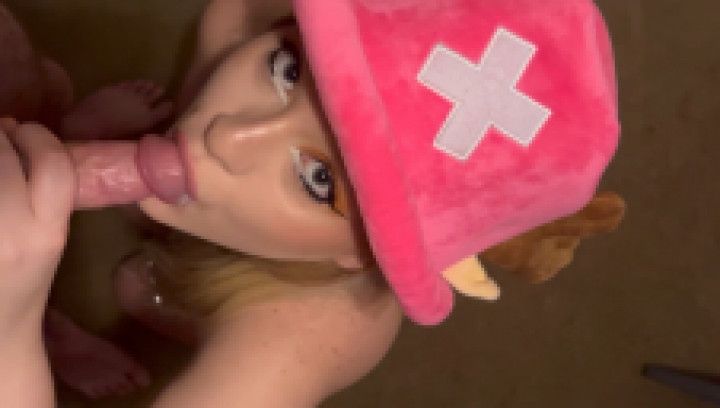 Chopper anime cosplay blonde bbw BJ cum swallow