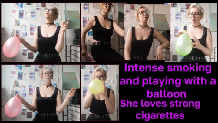 Intense smoking while playing with balloons