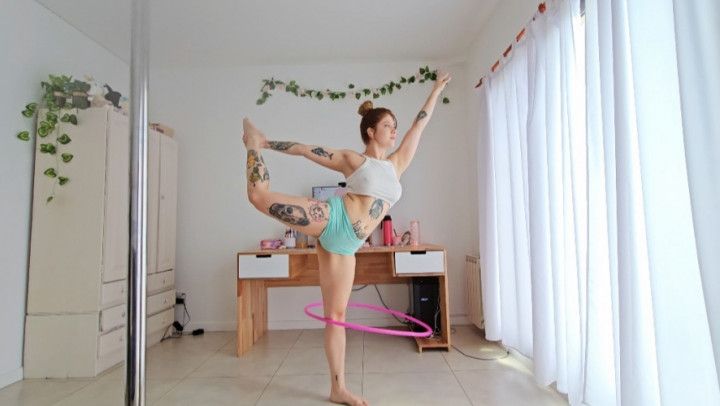 Dancing hula hoop at home