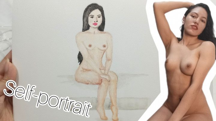 Painting naked self-portrait