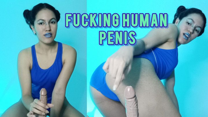 Naughty alien tests human penis