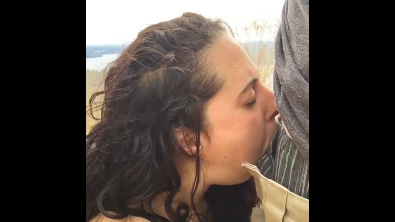 Public mountain top deepthroat and fuck with a stranger