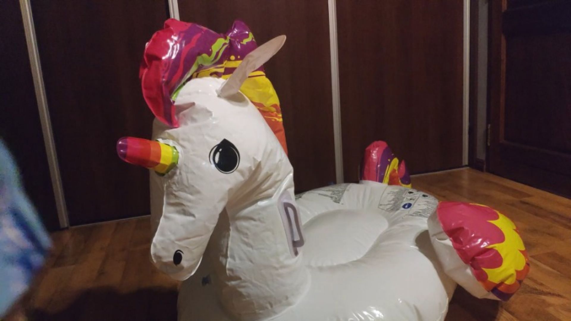 Having fun in my inflatable unicorn