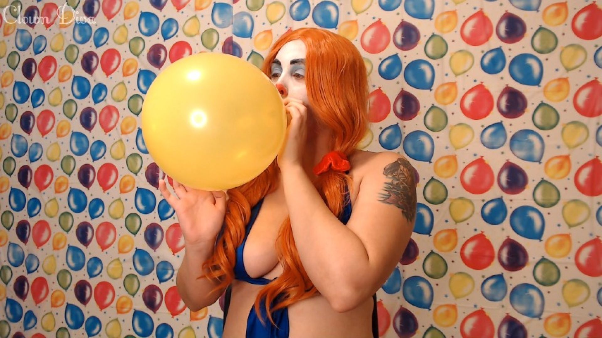 Blowing balloons