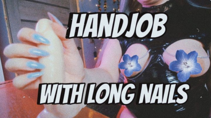 Erotic handjob with long nails