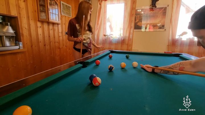 Sex on pool table with squirt show