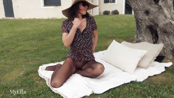 Summer day relaxing in seamless pantyhose