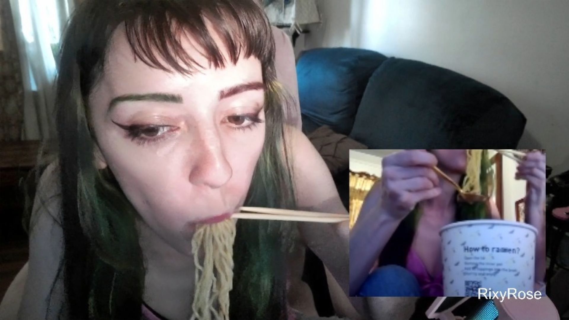 ASMR Petite Girl Stuffs Her Face With Spicy Ramen