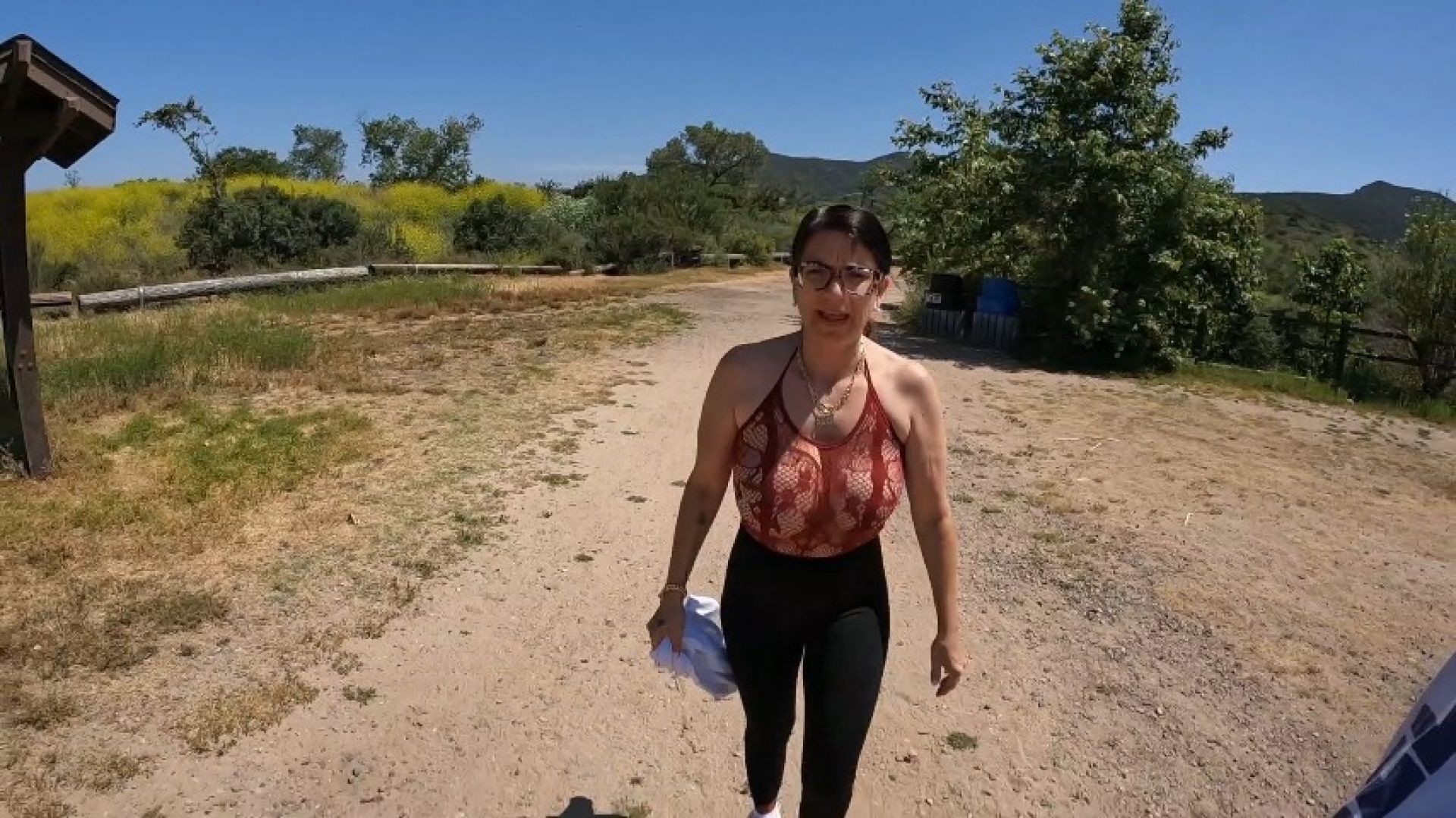 I'm out walking topless with my natural 40 DD's