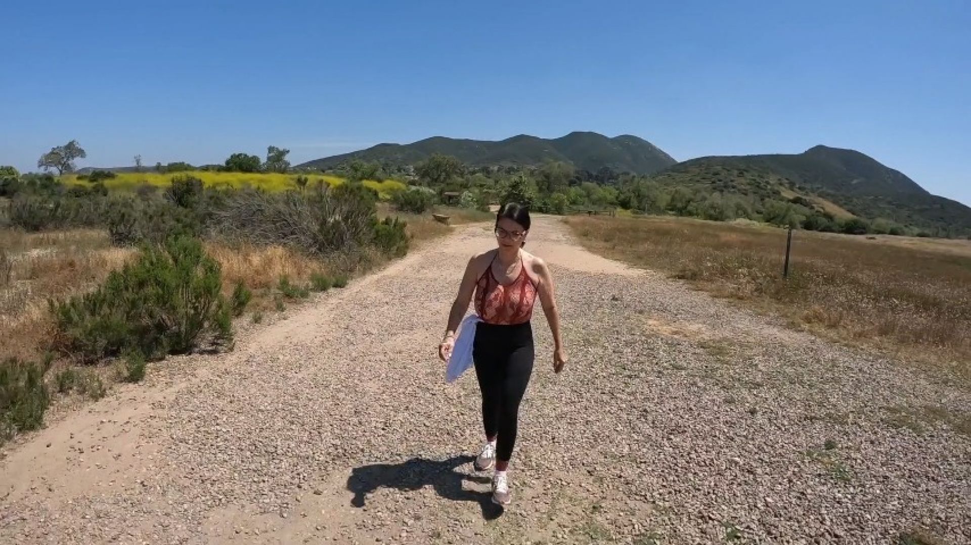 Out hiking topless and masturbating