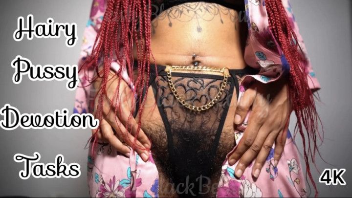 Hairy Pussy Devotion Tasks - Hairy Ebony Goddess Tease 4K