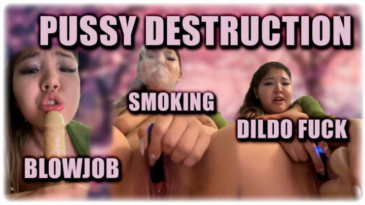 HORNY ASIAN DESTROYS HER PUSSY WITH DILDO AND VIBRATOR