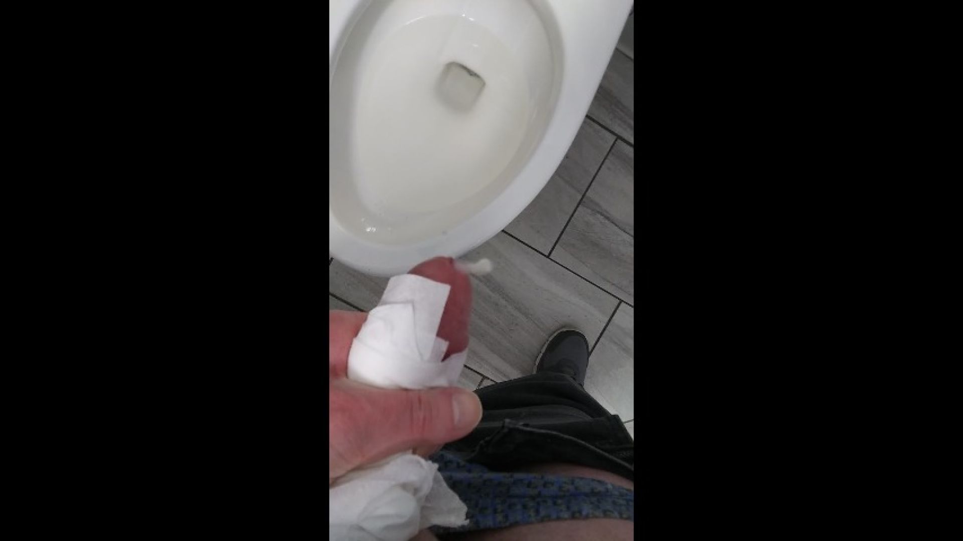 Jizzing in public toilet