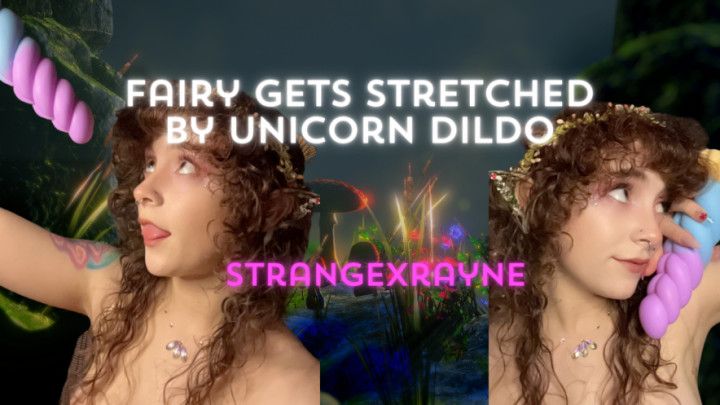 Fairy babe gets stretched out by unicorn dildo