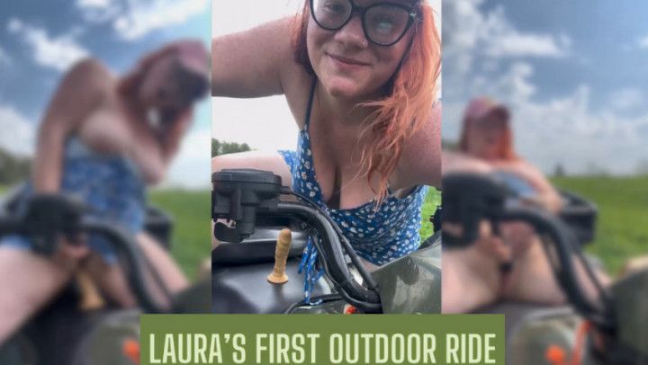 BBW Milf Laura Leslie Rides Dildo On ATV Outdoors First Time