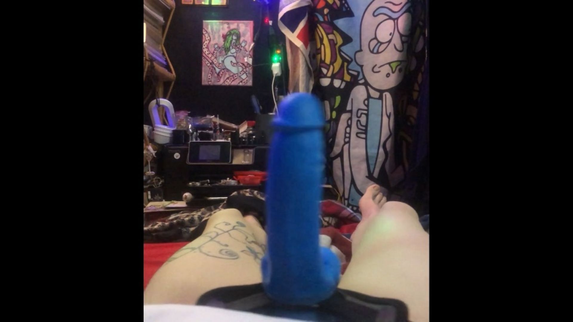 Strap On Blue Dick Tease