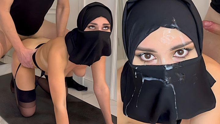 ARAB HIJABI FUCKS AND GETS MANY CUM ON NIQAB