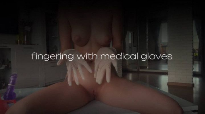 The girl surgeon fucked herself with her gloved fingers