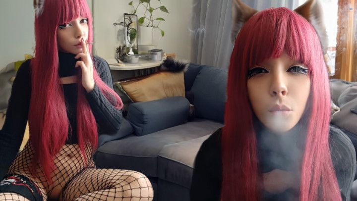 Adorable Alt Girl smoking a cig