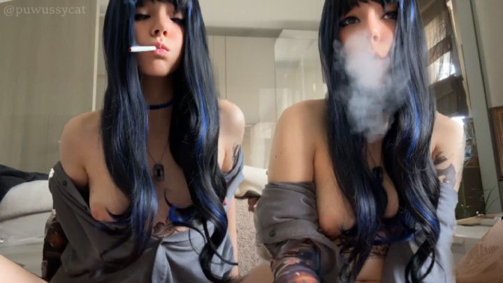 Smoking Alt Girlfriend with small titties