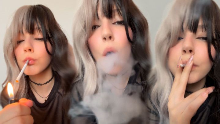 Sexy Alt Egirl smoking and dangling UpClose