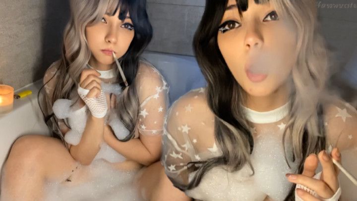 Smoking in bathtub with bubbles by Cute Egirl