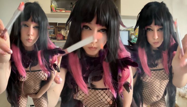 Succubus Egirl Smoking in Fishnets