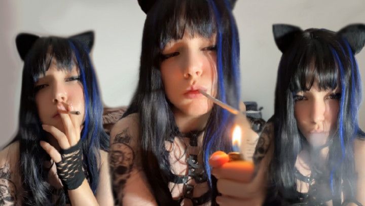 Sexy Alt Girl showing off her smoking skills